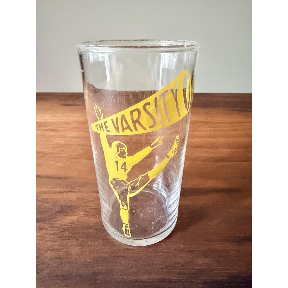 Vintage The Varsity 8 oz Glass Atlanta Georgia Football Player #14 Libbey ATL